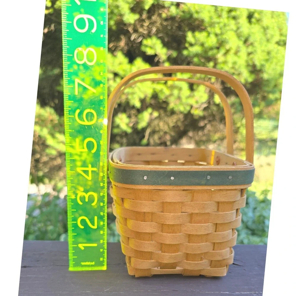 Longaberger 2003 Happy Holidays Little Market Basket Woven Double Handle Green
